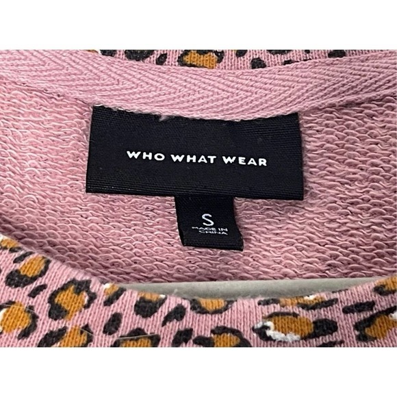 WHO WHAT WEAR | PLEATED PUFF SLEEVE TEE SHIRT TOP PINK LEOPARD PRINT S - Picture 5 of 7